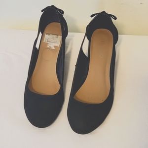 Black velvet wedge heels size 10 MeToo